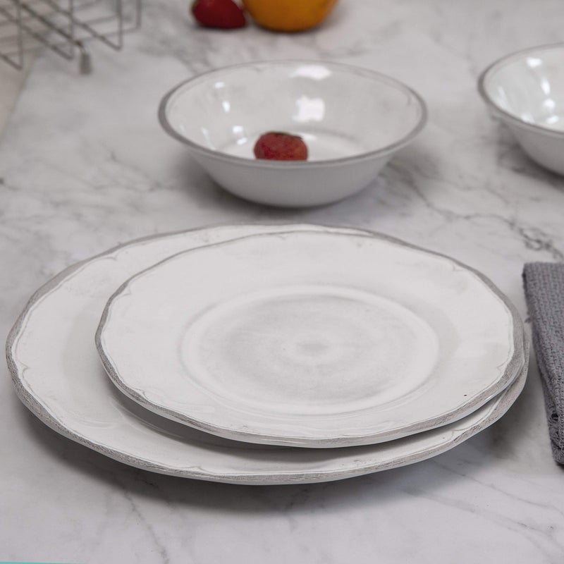 Gofunfun Melamine Dishes Dinnerware Sets - 12pcs Melamine Dinner Plates, Salad Plates and Bowls, for Everyday Use White - Image 3